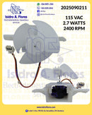 Motor evaporador con aspa y soporte ensamble, original GE - Mabe 115V