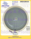 Resistencia  original GE - Mabe 12" DEXT  190W  220V  4 líneas