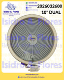 Resistencia original GE  plancha cerámica tridual 10 " DEXT  4 líneas