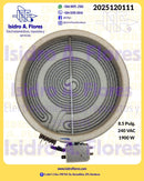 Resistencia de vitrocerámica original GE - MAbe DEXT 8.5" 4 líneas