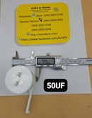 Capacitor lavadora 50UF 250V de lavadora, marca globe, sirve GE, Mabe