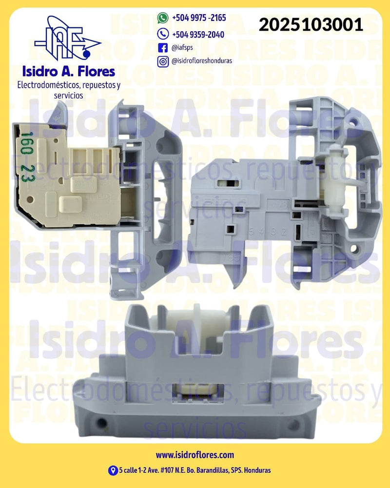 Interruptor o switch bloca puerta para centro de lavadora Mabe 3 term.