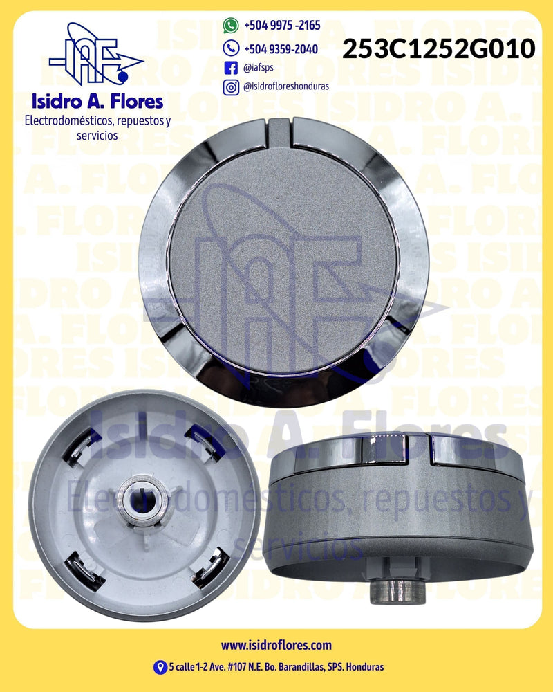 Perilla original de control gris y cromado de secadora GE kraken