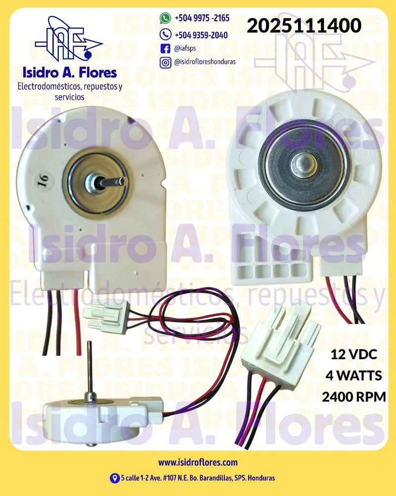 Motor evaporador Midea 12V 4W, DC, 2400RPM  ZWF-04-4 para refrigerador