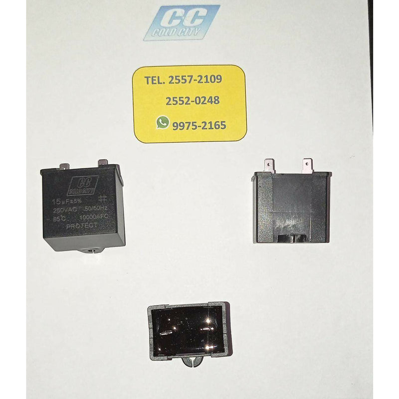 Condensador eléctrico Capacitor 15UF+5% 250V de refrigeradora protector PTC KIT 5SP