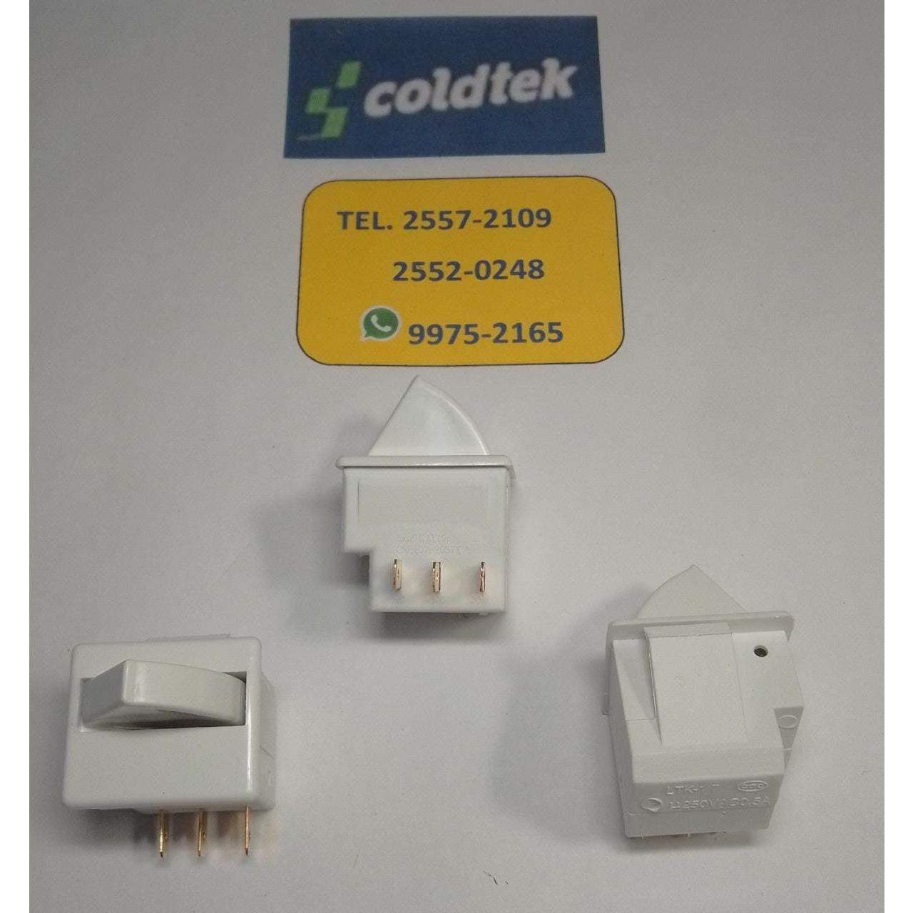 Switch refrigerador 1/2 luna, 3 terminales para ventilador y foco